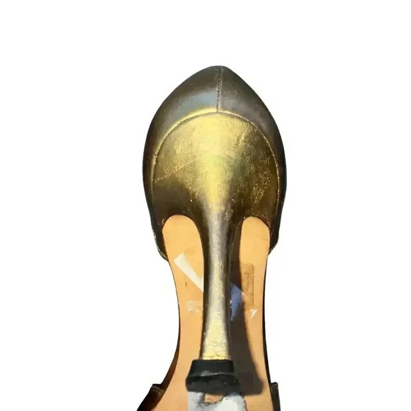 Manolo Blahnik Bronze Metallic Open Toe‎ D'Orsay Heels Signature 38.5 EU 8.5 US - Picture 8 of 8